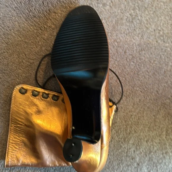 Gold Lace-Up Women's Boots - Picture 3 of 3